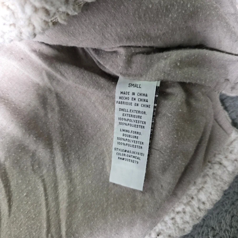 Altar'd State Womens Small Pullover Oatmeal Sherpa Quarter Zip ASJKX6151 Fleece